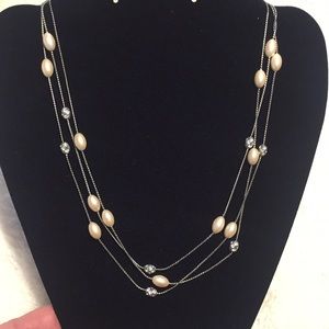 Vintage Monet pearl and rhinestone necklace